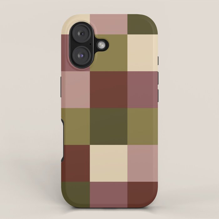 Bold Earthy Checks Pattern - Large V iPhone Case Gallery Image 1