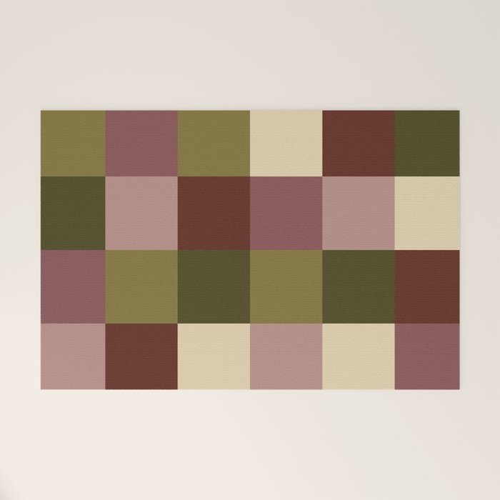 Bold Earthy Checks Pattern - Large V Welcome Mat Gallery Image 1