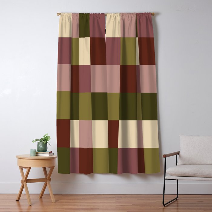 Bold Earthy Checks Pattern - Large V Window Curtain Gallery Image 5