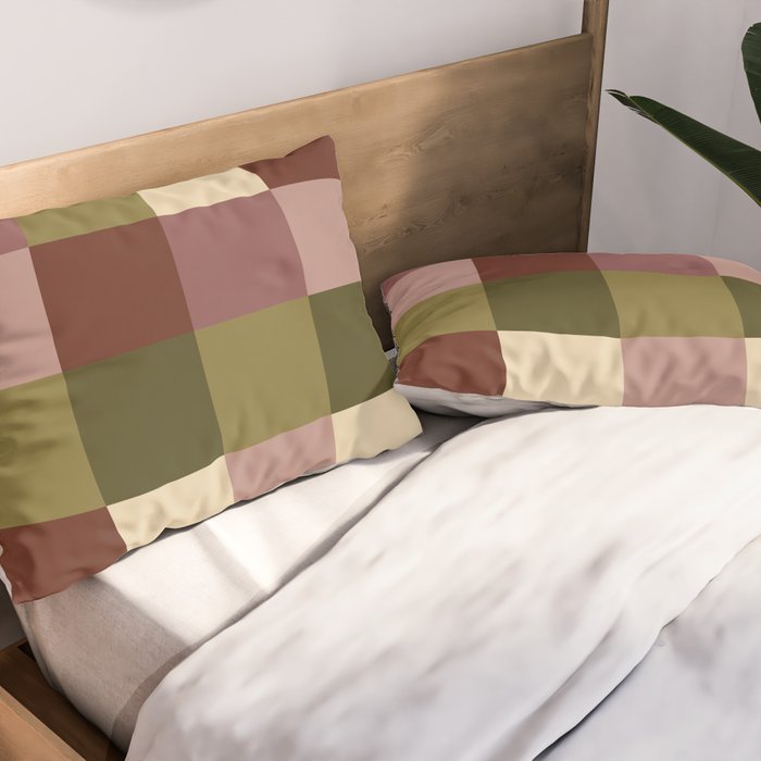 Bold Earthy Checks Pattern - Large V Pillow Sham Gallery Image 2