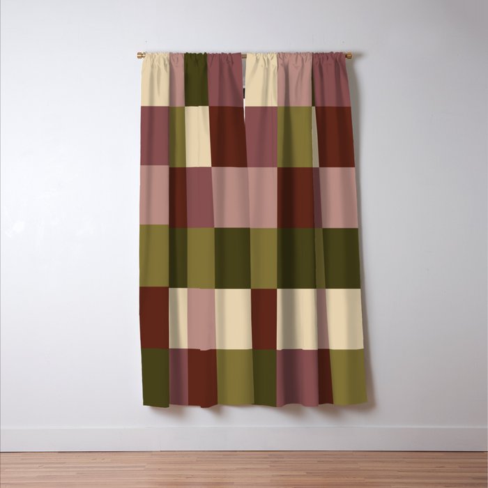 Bold Earthy Checks Pattern - Large V Window Curtain Gallery Image 3