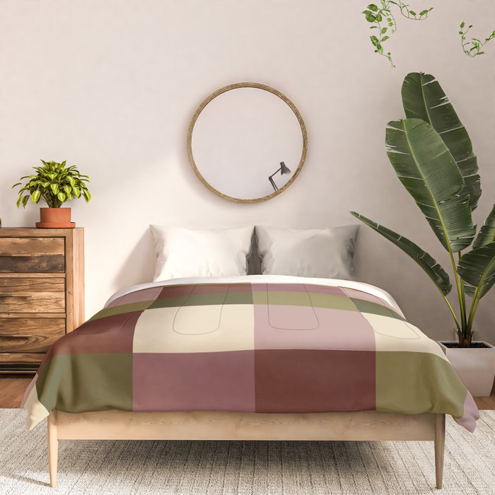 Bold Earthy Checks Pattern - Large V Comforter Gallery Image 3