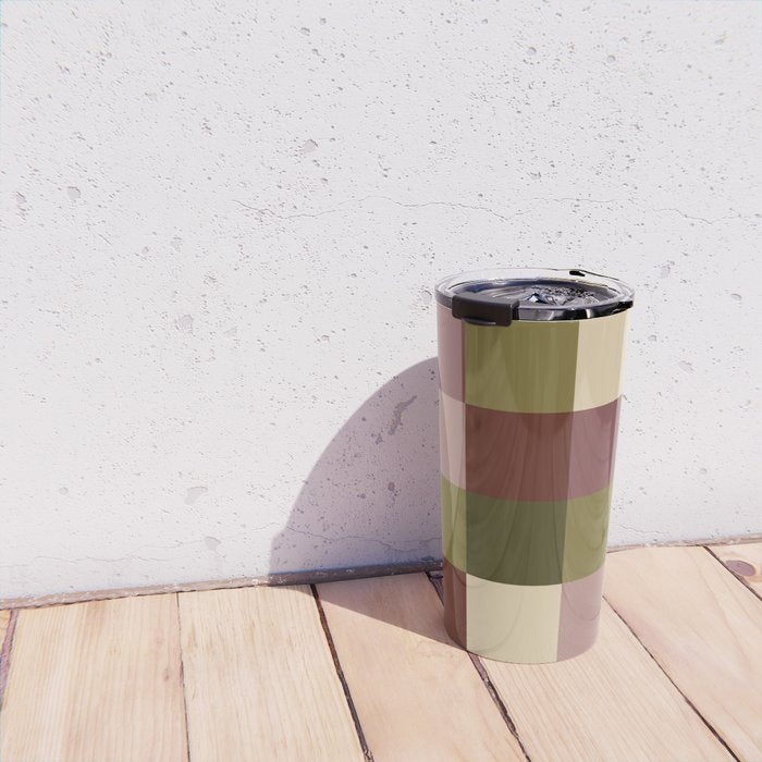 Bold Earthy Checks Pattern - Large V Travel Mug Gallery Image 4