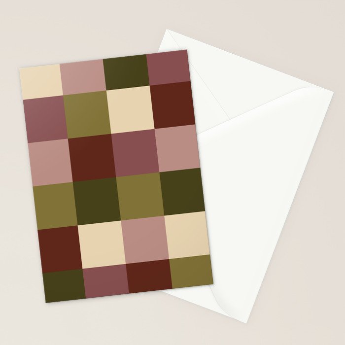 Bold Earthy Checks Pattern - Large V Stationery Card Gallery Image 2