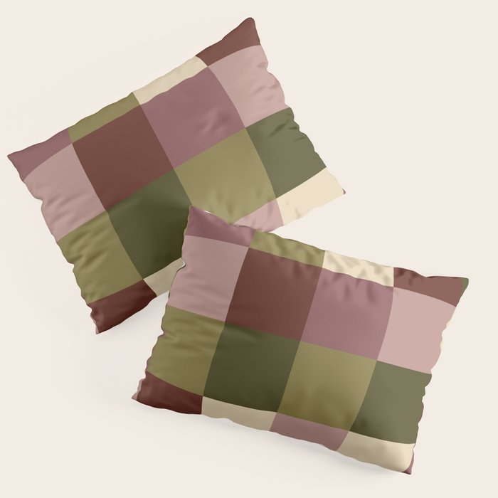 Bold Earthy Checks Pattern - Large V Pillow Sham Gallery Image 1