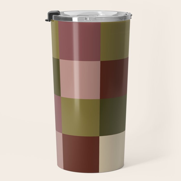 Bold Earthy Checks Pattern - Large V Travel Mug Gallery Image 3