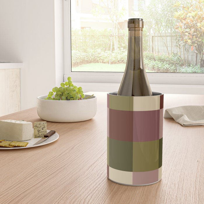 Bold Earthy Checks Pattern - Large V Wine Chiller Gallery Image 4