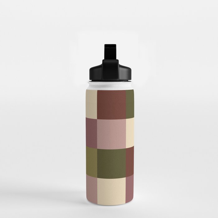 Bold Earthy Checks Pattern - Large V Water Bottle Gallery Image 2