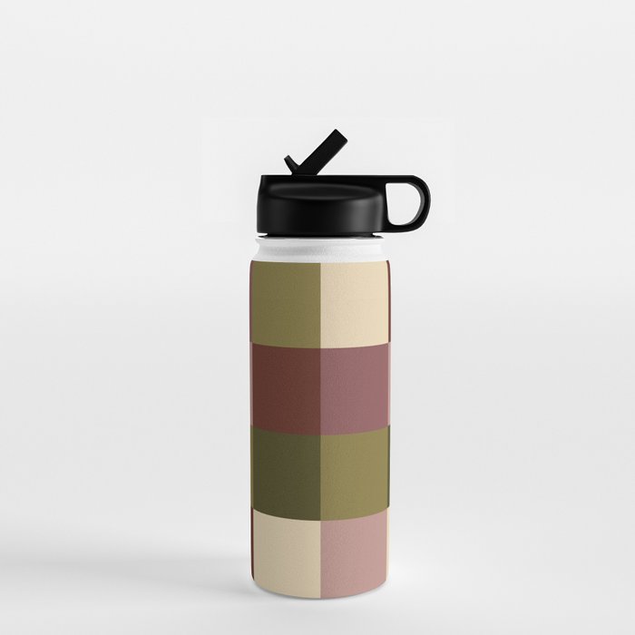 Bold Earthy Checks Pattern - Large V Water Bottle Gallery Image 1