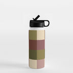Bold Earthy Checks Pattern - Large V Water Bottle Gallery Image 1