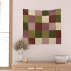 Bold Earthy Checks Pattern - Large V Wall Tapestry Gallery Image 2