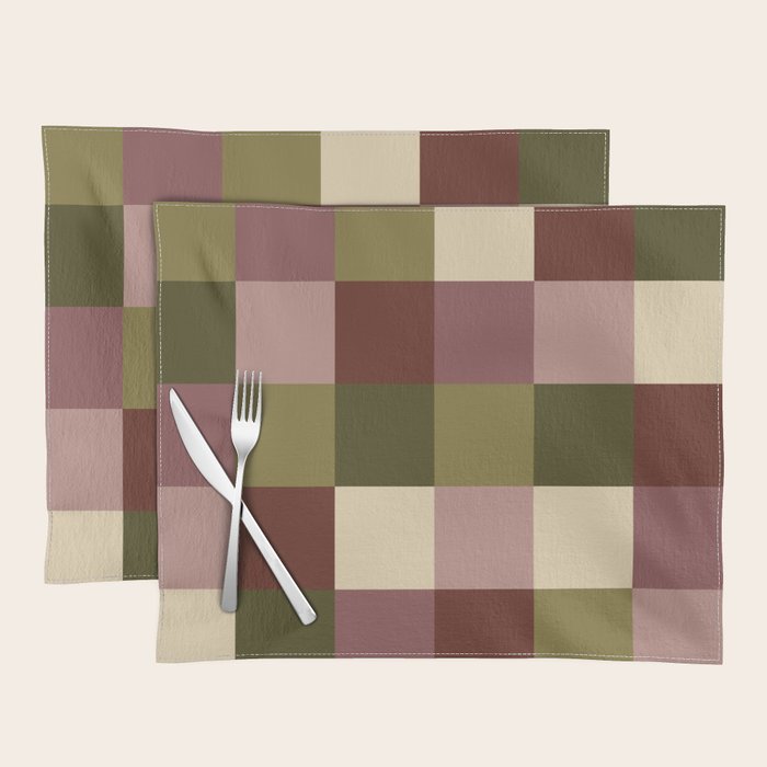 Bold Earthy Checks Pattern - Large V Placemat Gallery Image 1