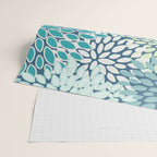 Christmas, Floral Prints, Teal, Blue and Green, Colour Prints Wrapping Paper Gallery Image 2