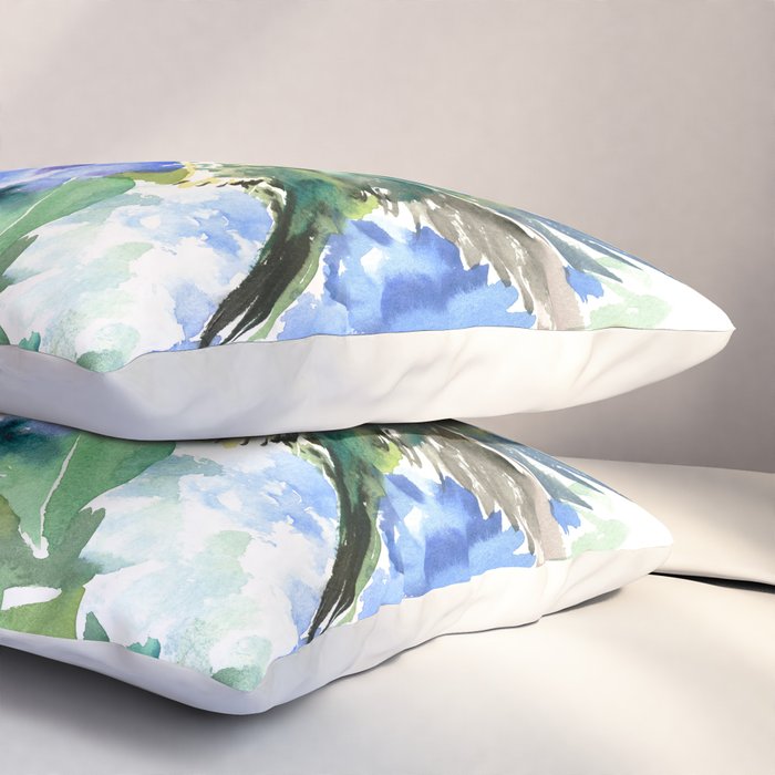 Hydrangea Flowers and Ruby Throat Hummingbird Pillow Sham Gallery Image 3