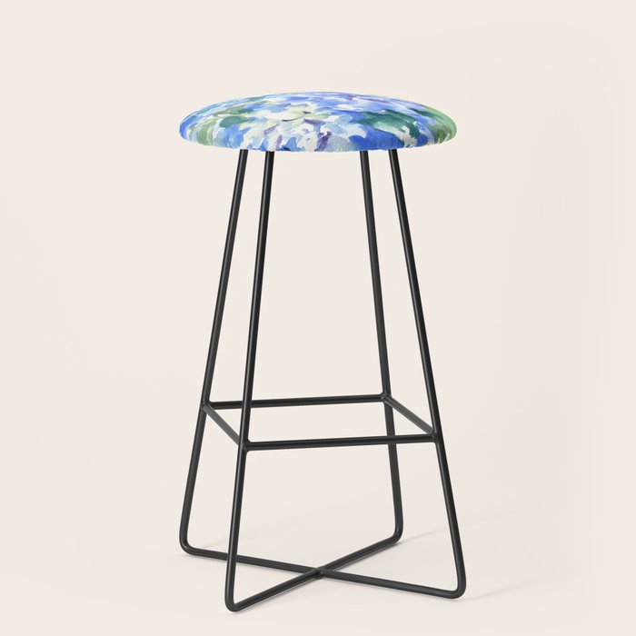 Hydrangea Flowers and Ruby Throat Hummingbird Stool Gallery Image 1