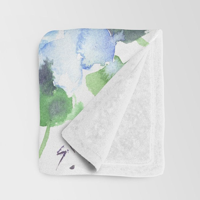 Hydrangea Flowers and Ruby Throat Hummingbird Throw Blanket Gallery Image 3