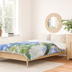 Hydrangea Flowers and Ruby Throat Hummingbird Duvet Cover Gallery Image 2