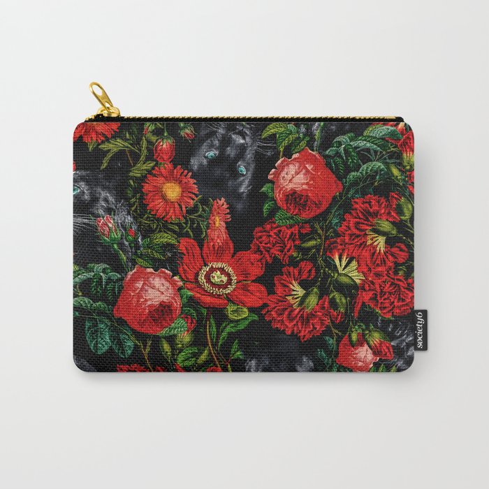 Panther and Floral Pattern XO Carry All Pouch Gallery Image 1