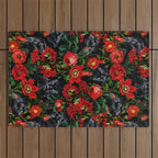 Panther and Floral Pattern XO Outdoor Rug Gallery Image 1