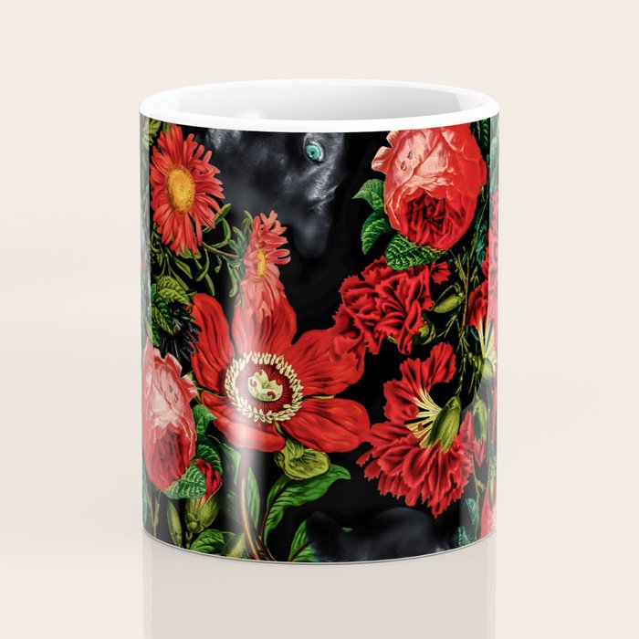 Panther and Floral Pattern XO Coffee Mug Gallery Image 4
