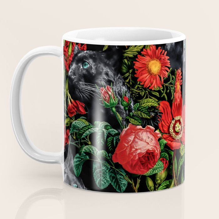 Panther and Floral Pattern XO Coffee Mug Gallery Image 3