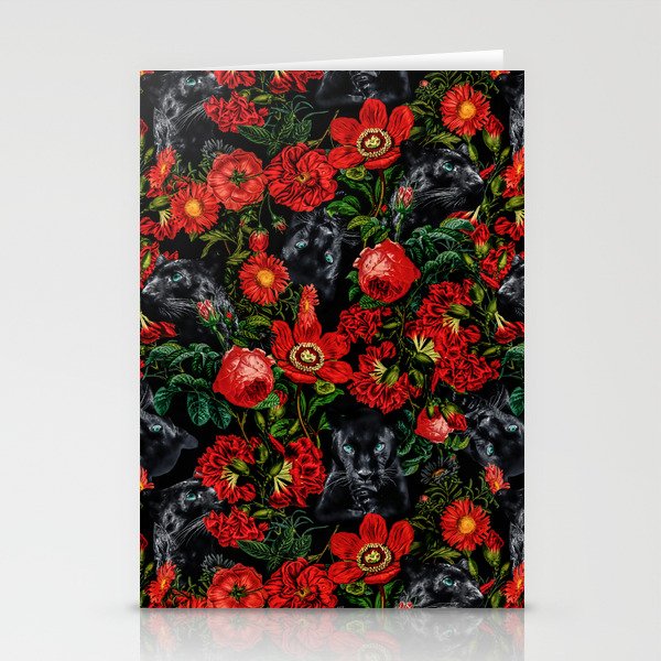 Panther and Floral Pattern XO Stationery Card Gallery Image 2