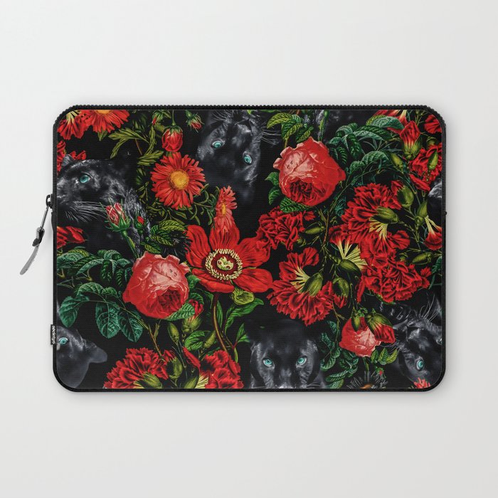 Panther and Floral Pattern XO Laptop Sleeve Gallery Image 1