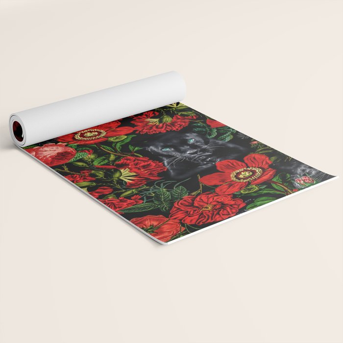 Panther and Floral Pattern XO Yoga Mat Gallery Image 2