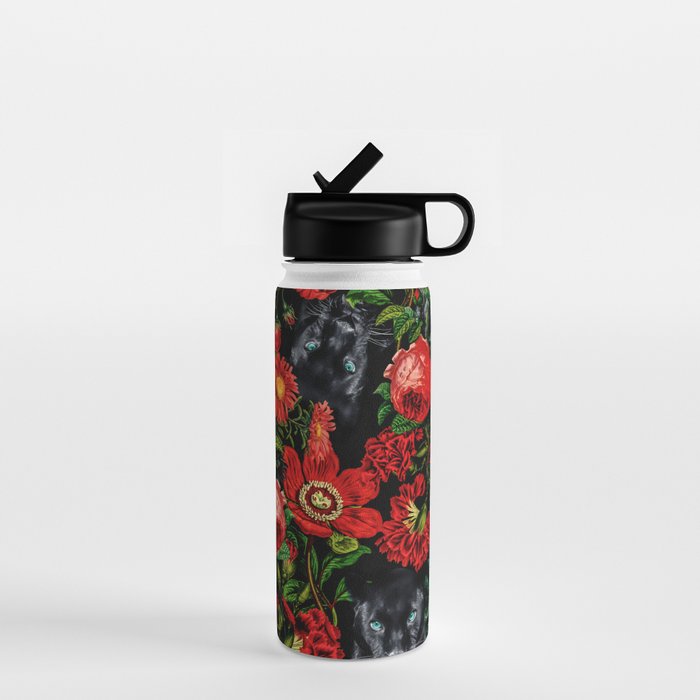 Panther and Floral Pattern XO Water Bottle Gallery Image 1