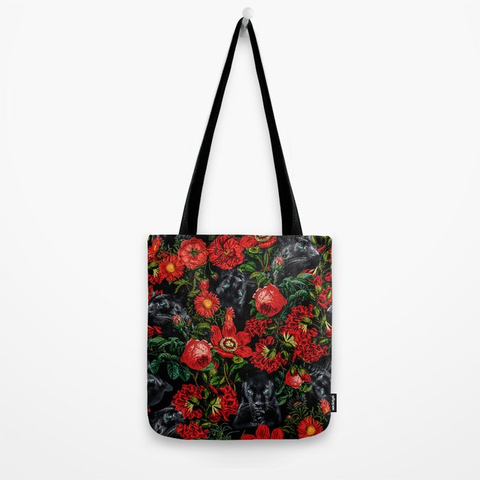 Panther and Floral Pattern XO Tote Bag Gallery Image 2