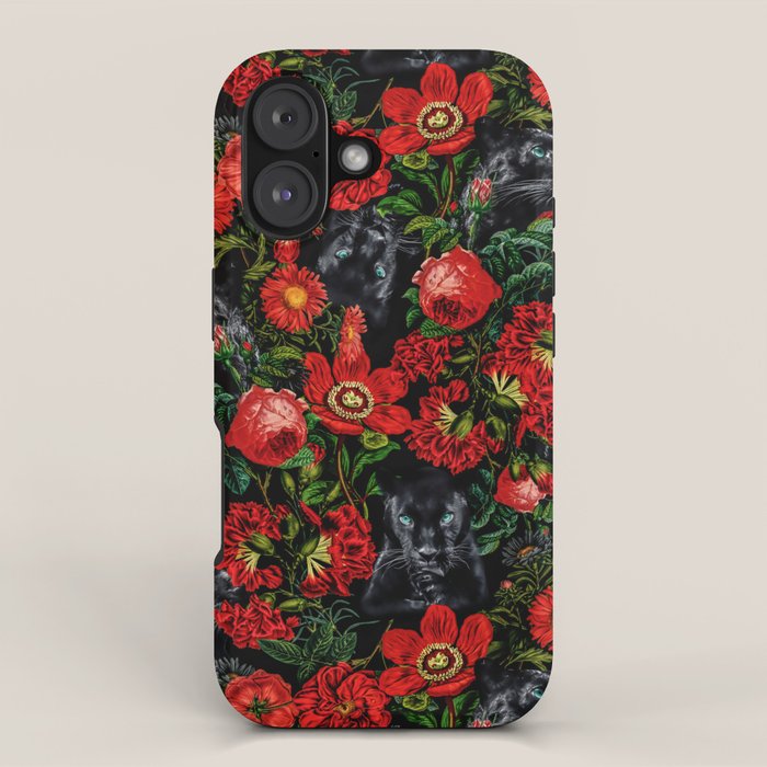 Panther and Floral Pattern XO iPhone Case Gallery Image 1