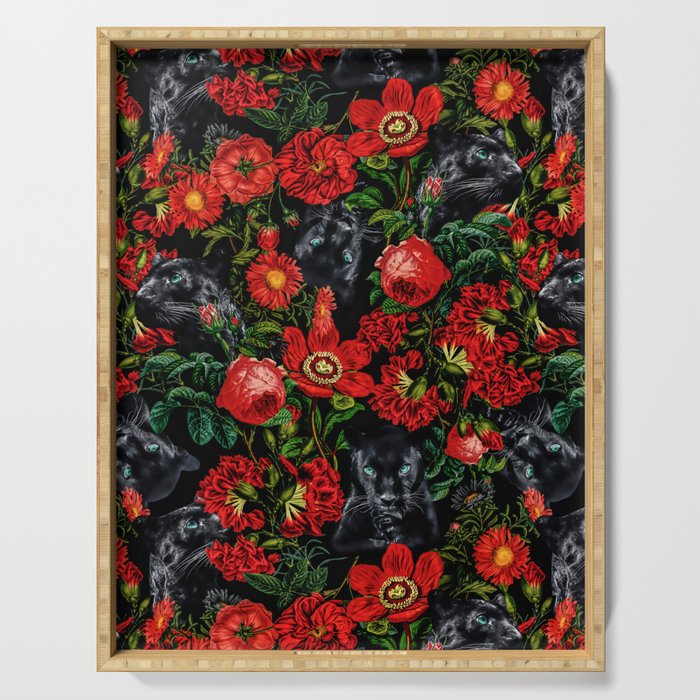 Panther and Floral Pattern XO Serving Tray Gallery Image 1