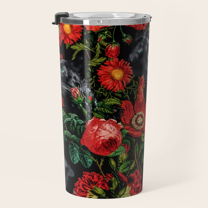 Panther and Floral Pattern XO Travel Mug Gallery Image 3
