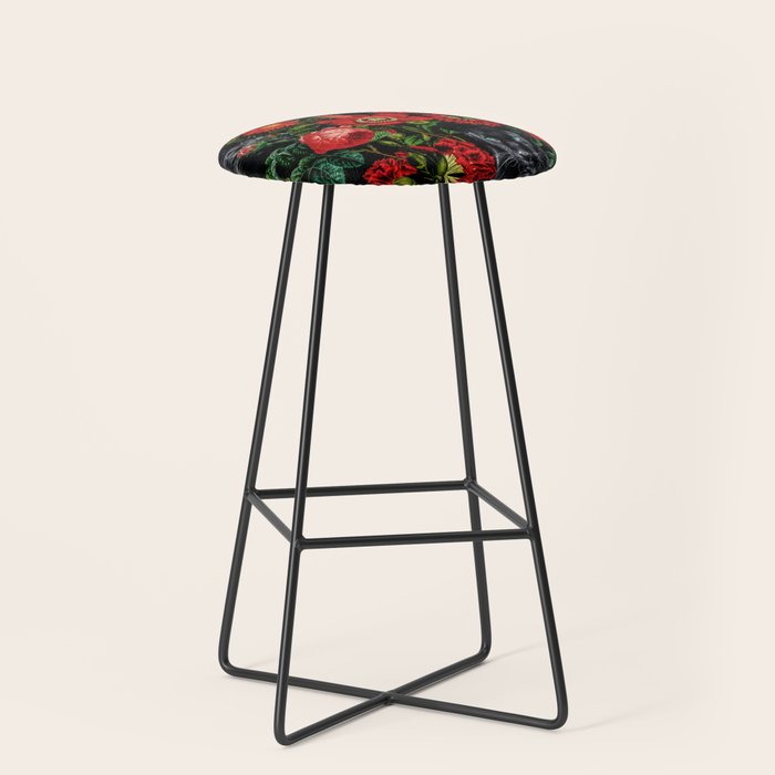 Panther and Floral Pattern XO Stool Gallery Image 1