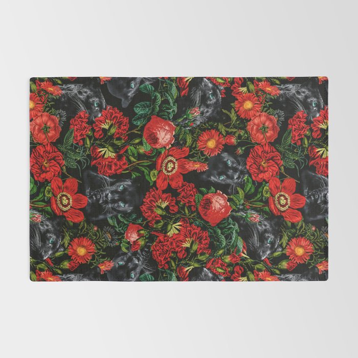 Panther and Floral Pattern XO Rug Gallery Image 2
