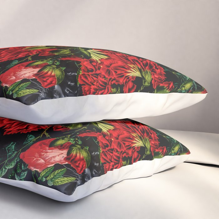 Panther and Floral Pattern XO Pillow Sham Gallery Image 3
