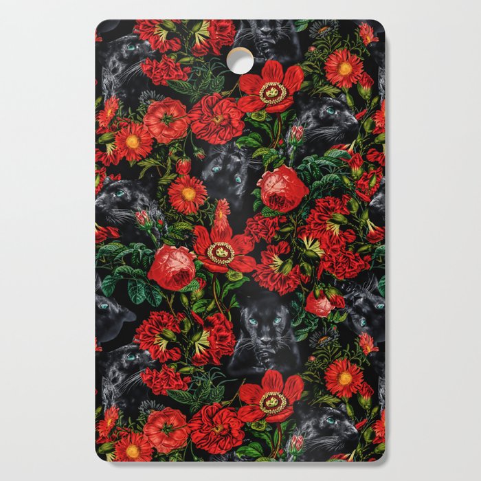 Panther and Floral Pattern XO Cutting Board Gallery Image 1