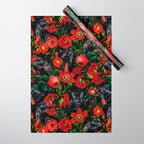 Panther and Floral Pattern XO Wrapping Paper Gallery Image 1