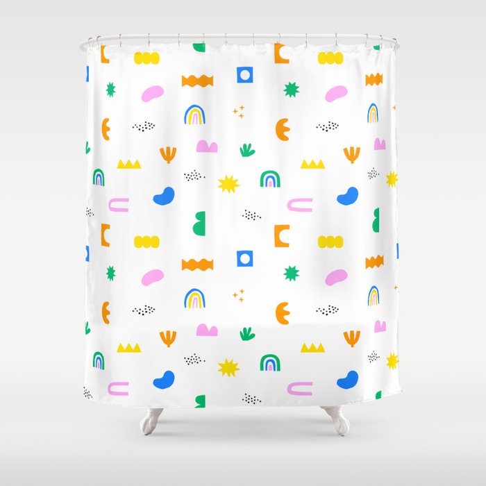 Fun colorful abstract summer shape pattern Shower Curtain Gallery Image 1