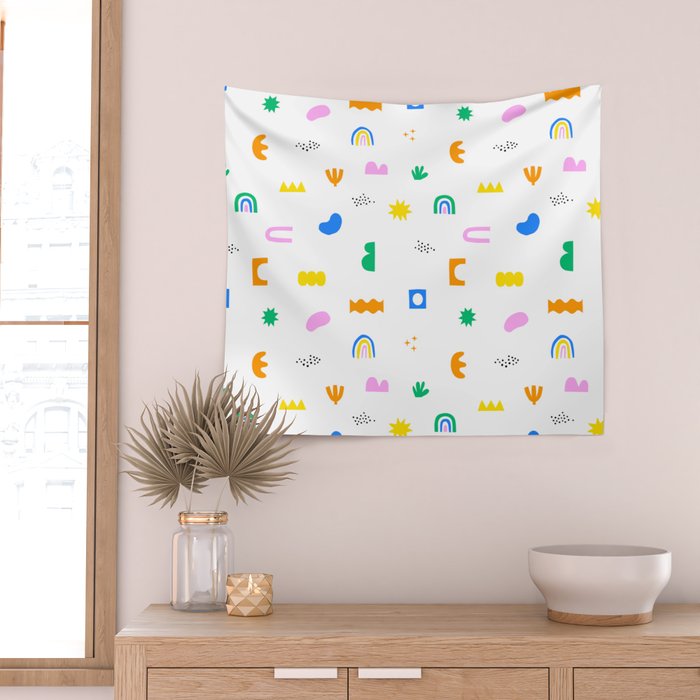 Fun colorful abstract summer shape pattern Wall Tapestry Gallery Image 2