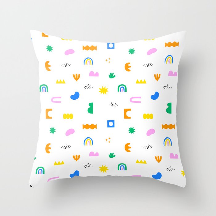 Fun colorful abstract summer shape pattern Throw Pillow Gallery Image 6