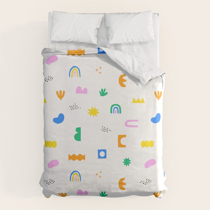 Fun colorful abstract summer shape pattern Duvet Cover Gallery Image 1