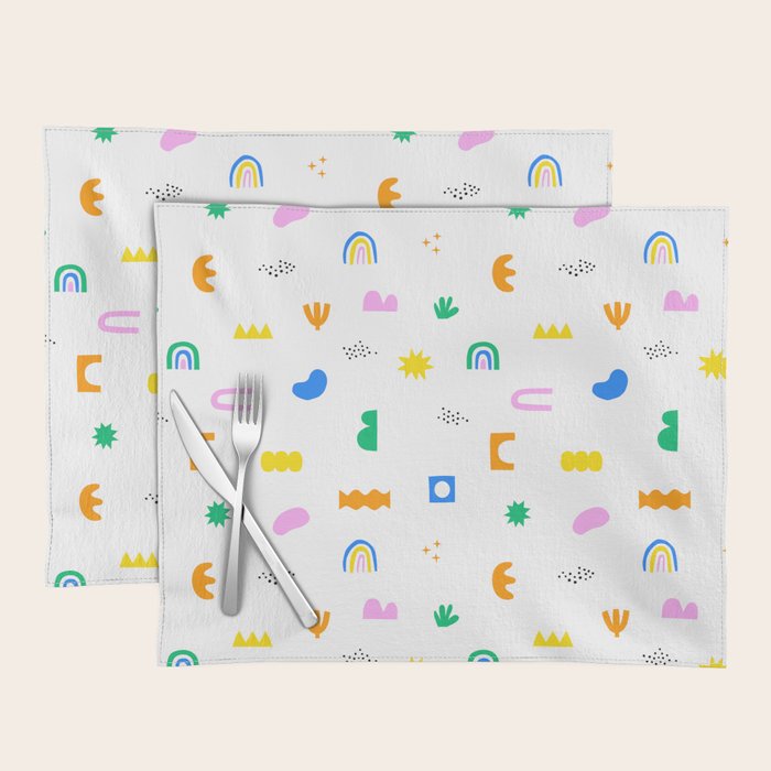 Fun colorful abstract summer shape pattern Placemat Gallery Image 1