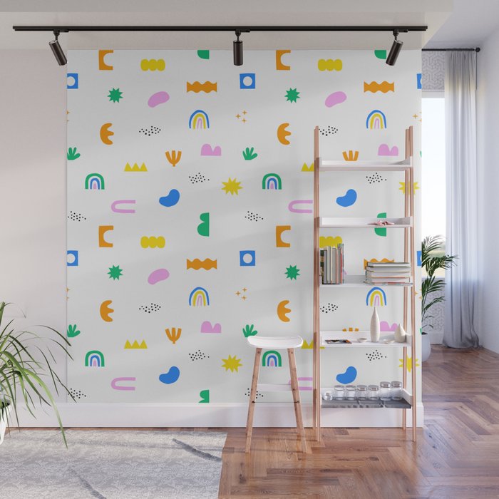 Fun colorful abstract summer shape pattern Wall Mural Gallery Image 1
