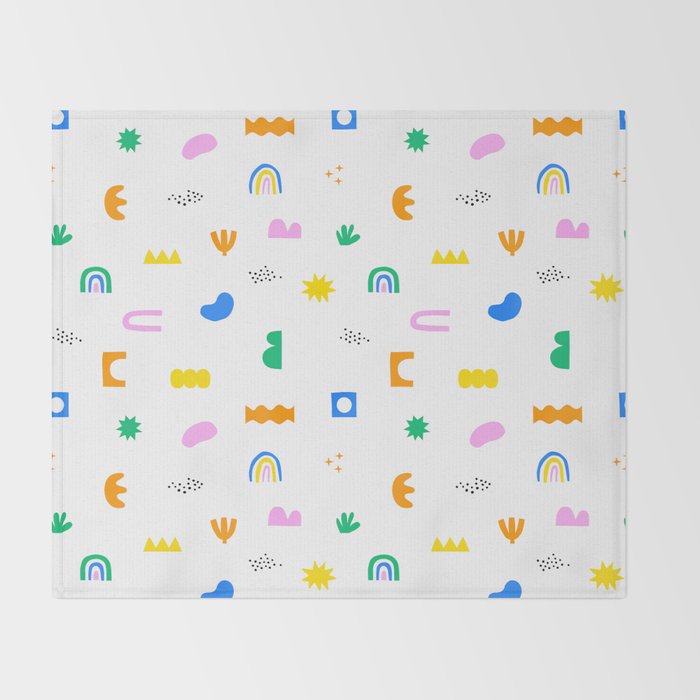 Fun colorful abstract summer shape pattern Throw Blanket Gallery Image 2