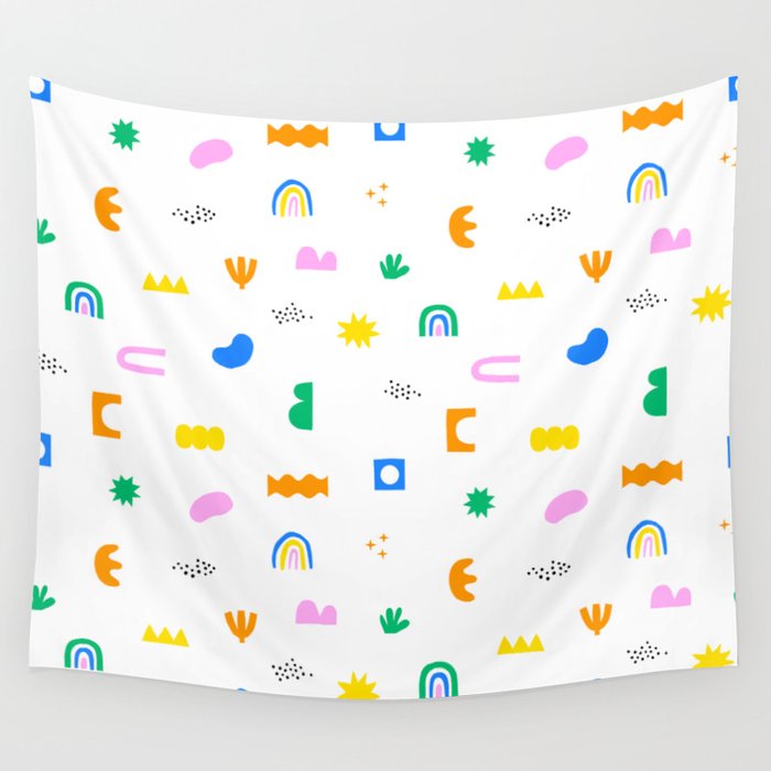 Fun colorful abstract summer shape pattern Wall Tapestry Gallery Image 4