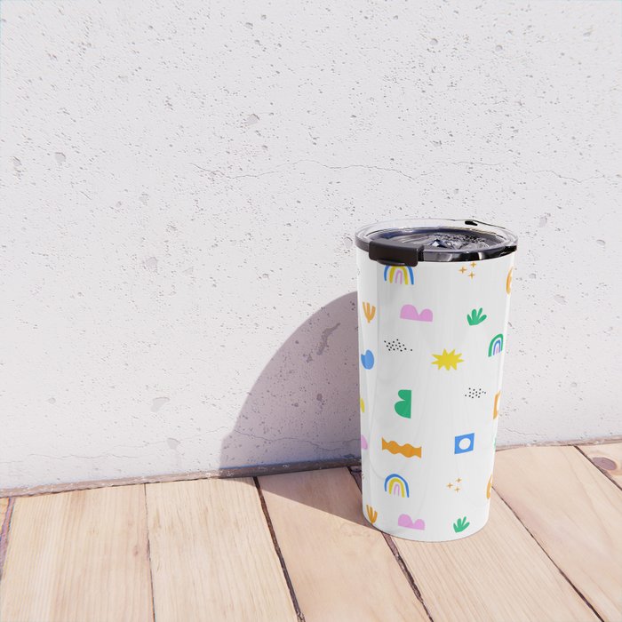 Fun colorful abstract summer shape pattern Travel Mug Gallery Image 4