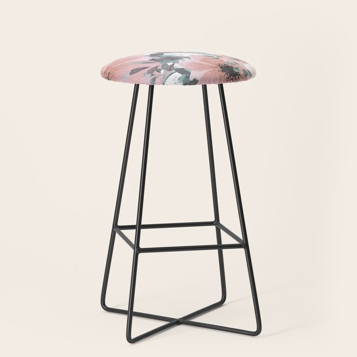 Watercolor, Blush Pink and Peach, Floral Prints Stool Gallery Image 1