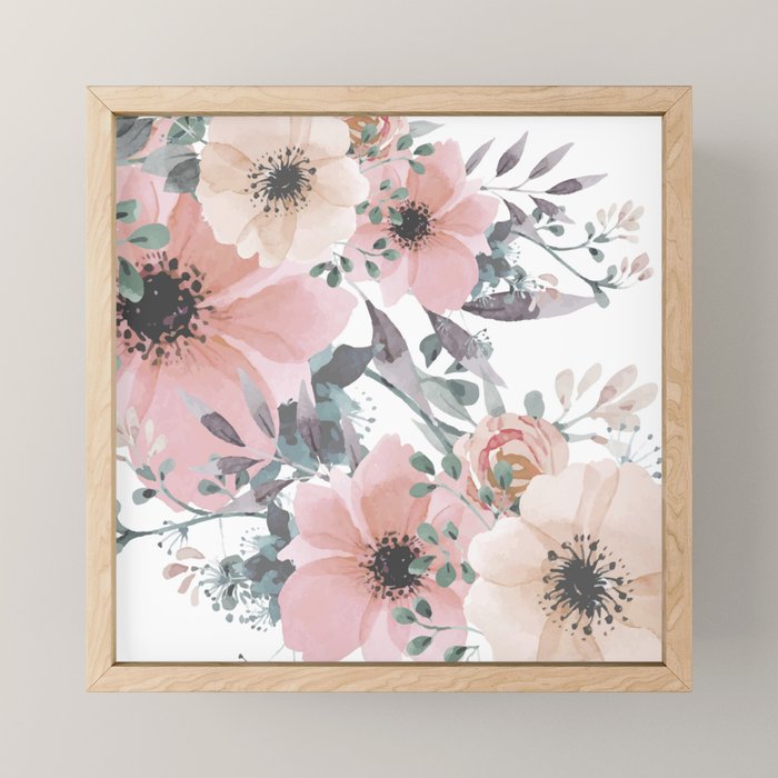 Watercolor, Blush Pink and Peach, Floral Prints Mini Art Print Gallery Image 1