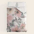Watercolor, Blush Pink and Peach, Floral Prints Comforter Gallery Image 6